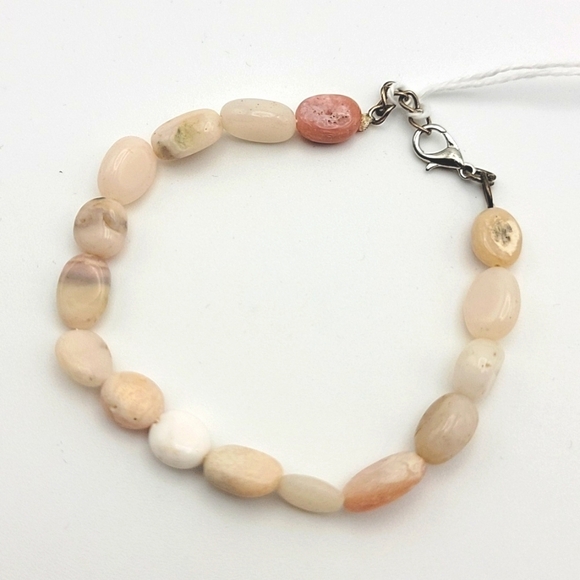Pink Australian Opal 53 Cts Natural Gemstone Beaded Bracelet Size US 7.5" - Picture 5 of 6